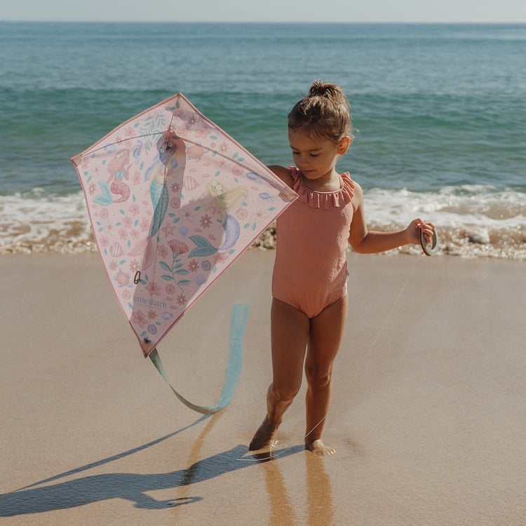 LITTLE DUTCH. Swimsuit with Ruffles Dreamy Pink Rose