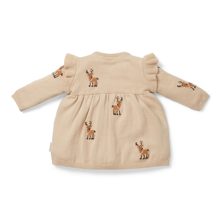 LITTLE DUTCH. Knitted Christmass dress long sleeves ruffles
