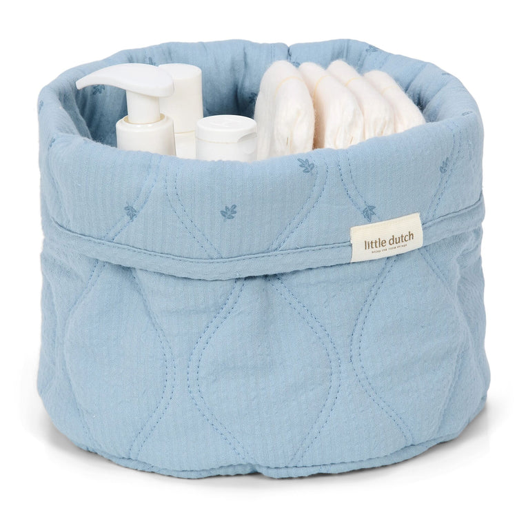LITTLE DUTCH. Storage basket quilted small Pure Denim Blue