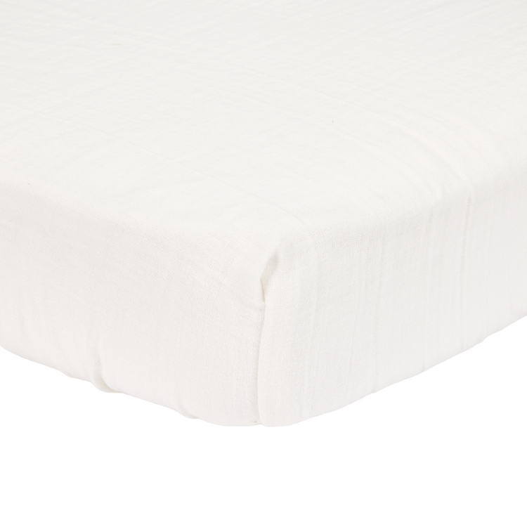 LITTLE DUTCH. Σεντόνι από μουσελίνα με λάστιχο Soft White 40x80
