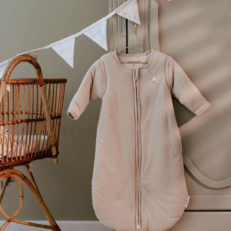 LITTLE DUTCH. Winter sleeping bag jacquard Soft Beige 90cm
