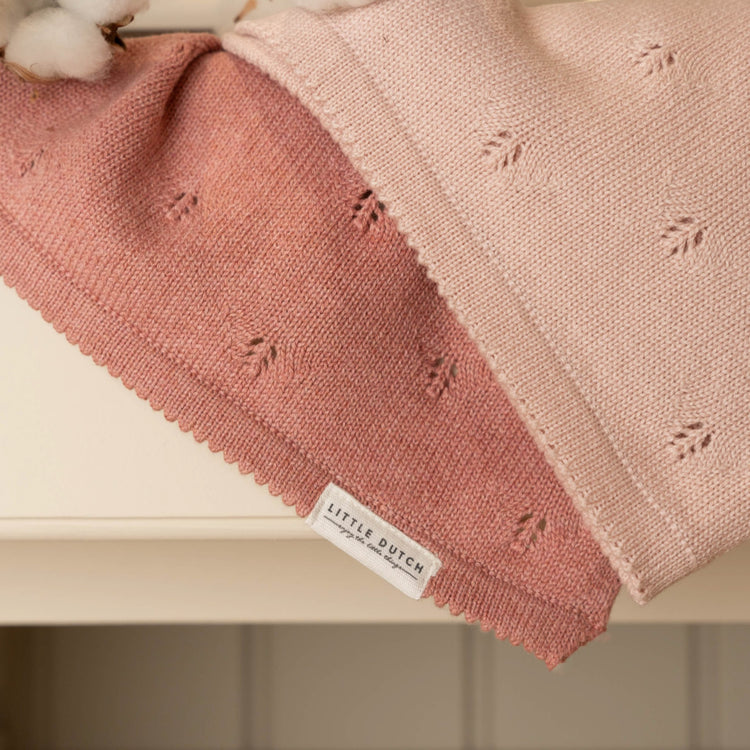 LITTLE DUTCH. Knitted cot blanket Pure Pink Blush