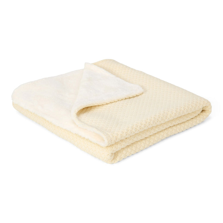 LITTLE DUTCH. Cot knitted/fleece blanket Pure Soft White