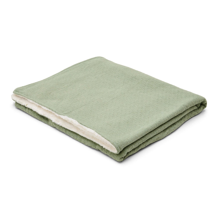 LITTLE DUTCH. Bassinet knitted/fleece blanket Pure Sage 70x100