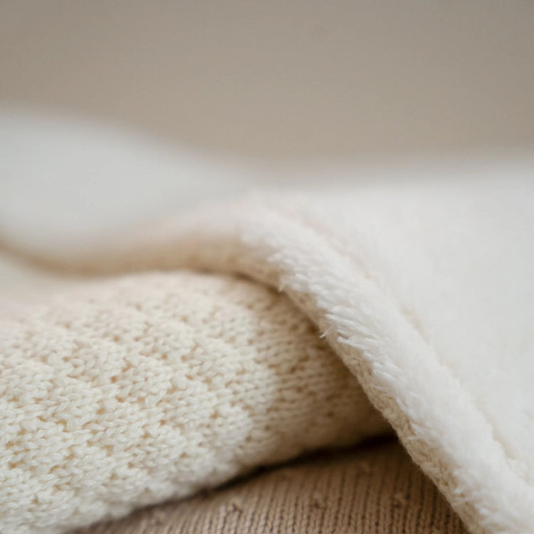 LITTLE DUTCH. Κουβέρτα πλεκτή με επένδυση fleece Soft White 70x100