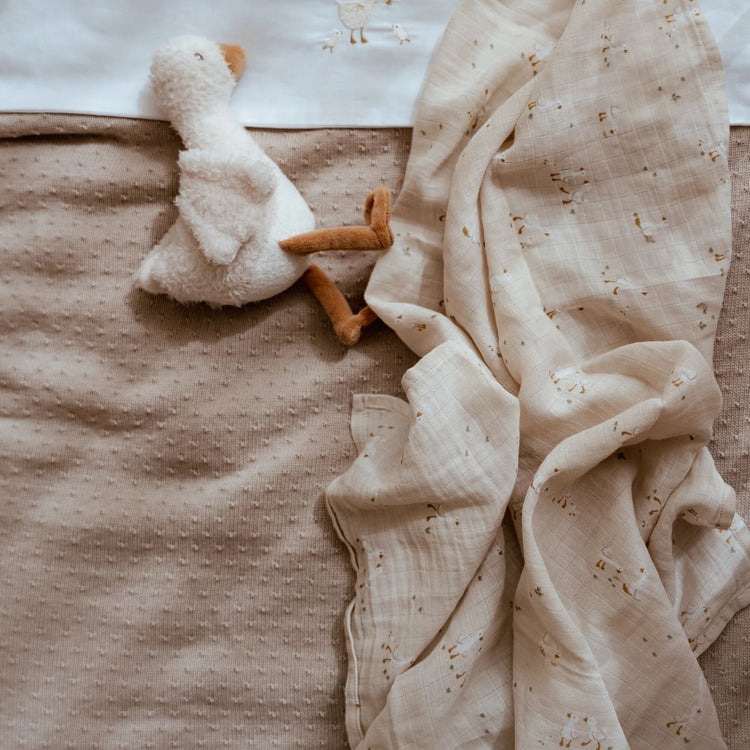 LITTLE DUTCH. Cot knitted blanket Pure Soft Beige 110x140