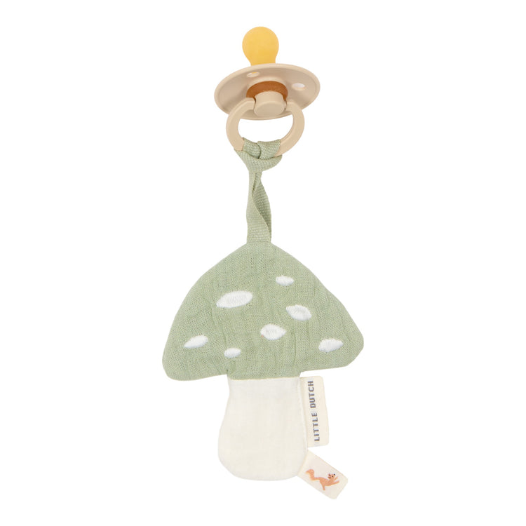 LITTLE DUTCH. Pacifier cloth muslin Mushroom