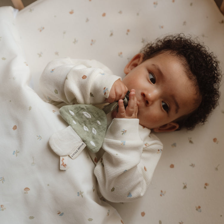 LITTLE DUTCH. Pacifier cloth muslin Mushroom