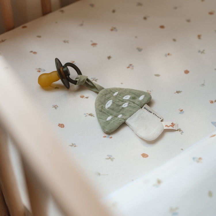 LITTLE DUTCH. Pacifier cloth muslin Mushroom