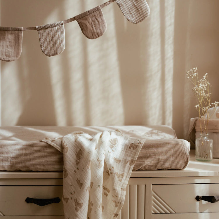 LITTLE DUTCH. Κάλυμμα μαξιλαριού αλλαξιέρας Pure Soft Beige Stripes