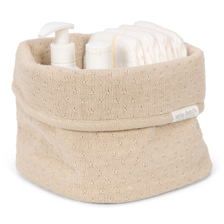 LITTLE DUTCH. Baby storage basket knitted small Pure Soft Beige