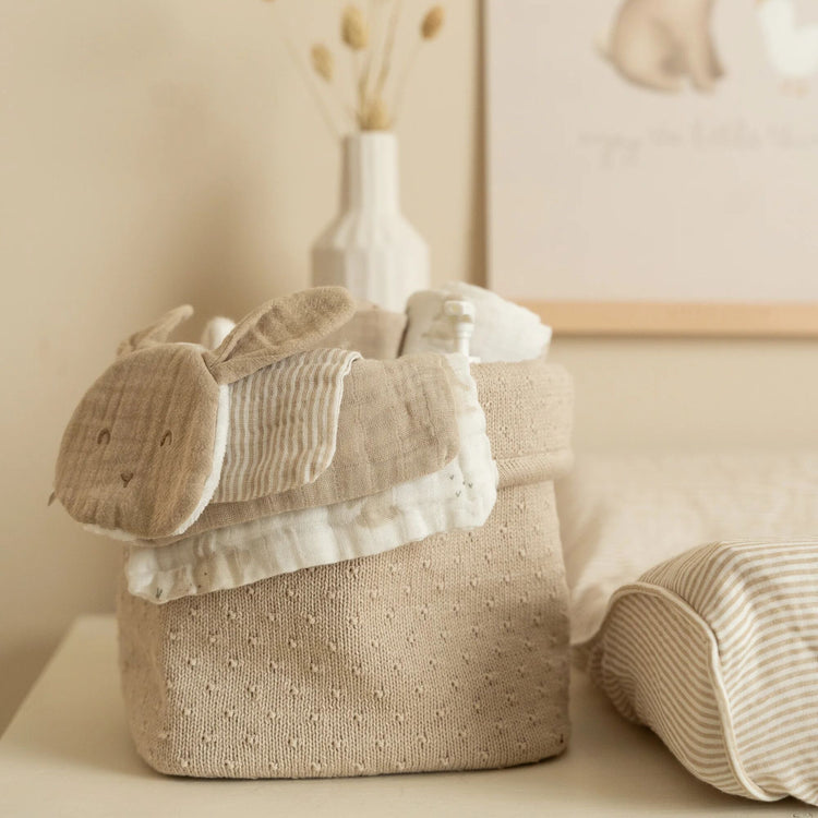 LITTLE DUTCH. Baby storage basket knitted small Pure Soft Beige
