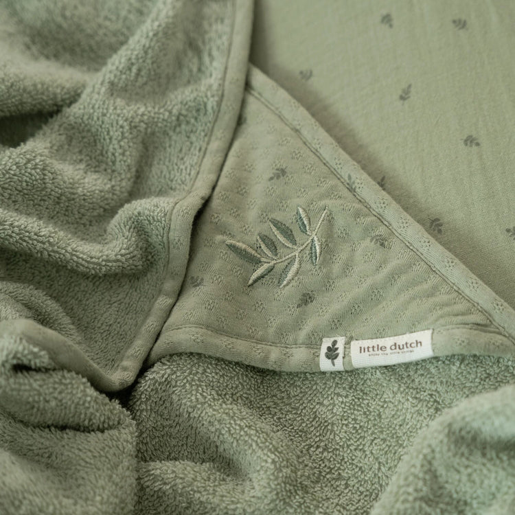 LITTLE DUTCH. Hooded towel Pure Sage 100x100