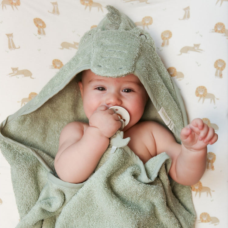 LITTLE DUTCH. Hooded towel Crocodile 100x100