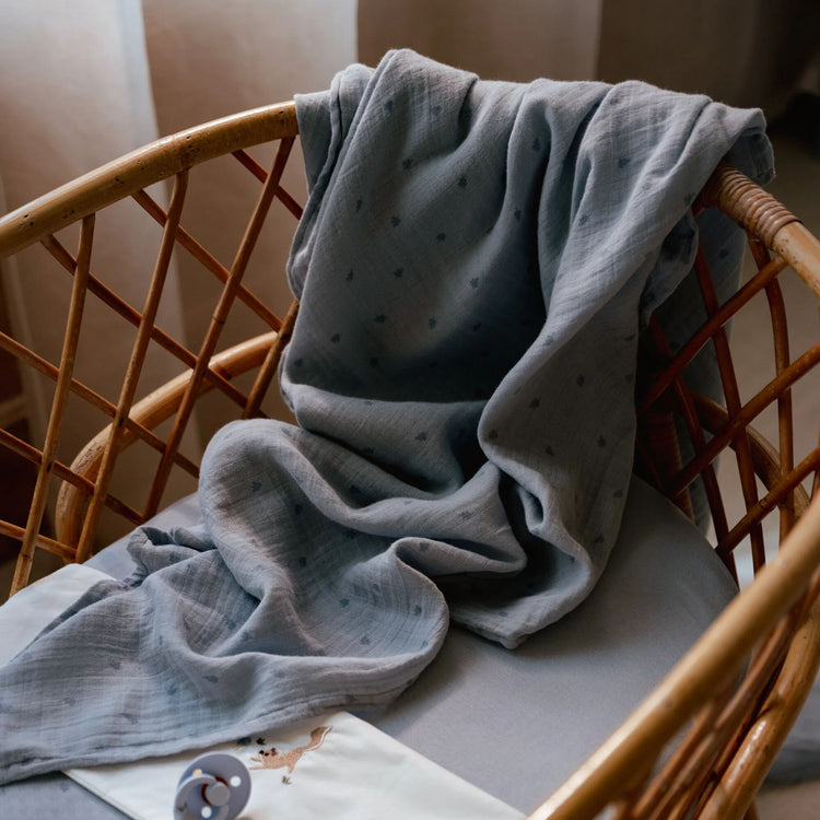LITTLE DUTCH. Swaddle muslin Pure Denim Blue 120x120