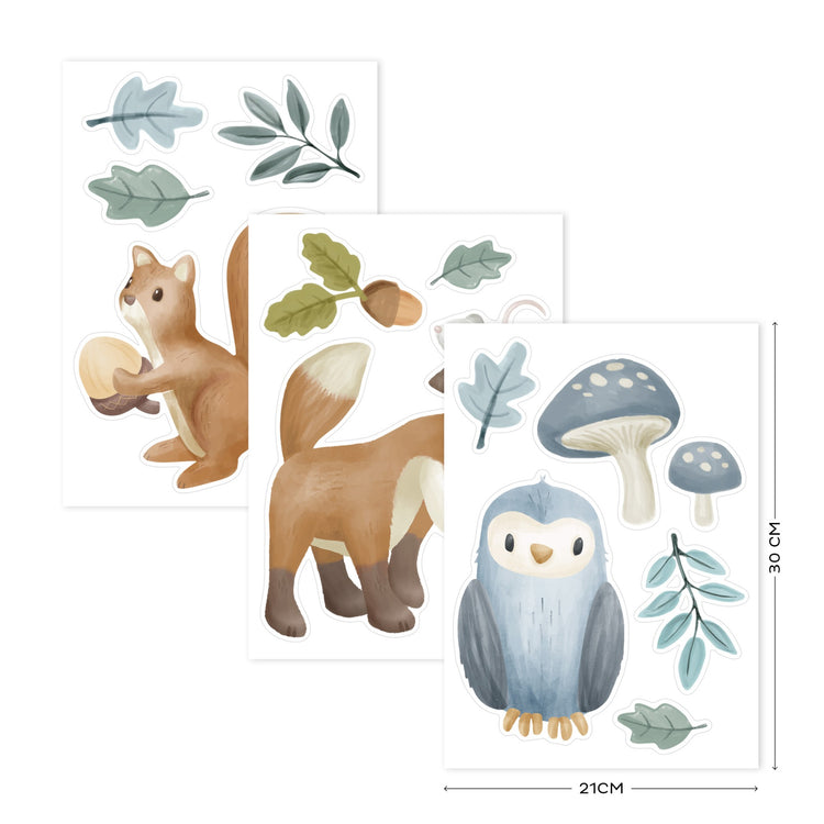 LITTLE DUTCH. Σετ 3 αυτοκόλλητα τοίχου Forest Friends