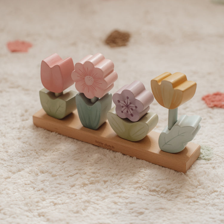 LITTLE DUTCH. Stacking Puzzle Flowers Fairy Garden FSC