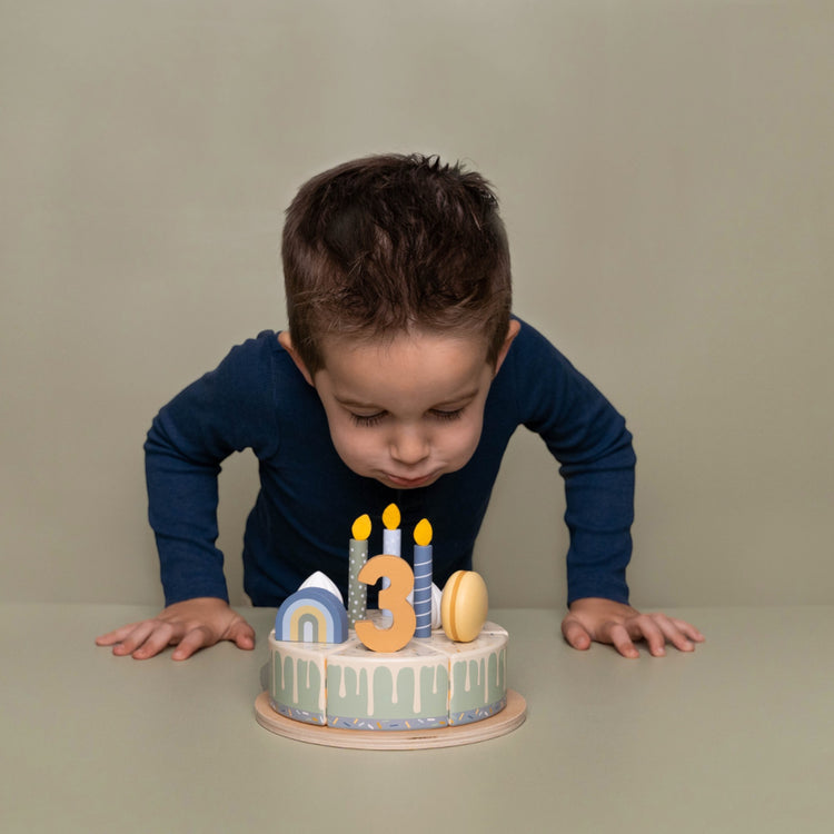 LITTLE DUTCH. Little Dutch Wooden birthday cake blue FSC