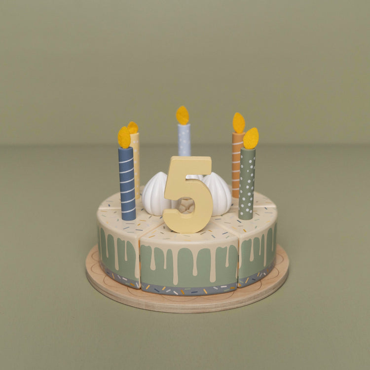 LITTLE DUTCH. Little Dutch Wooden birthday cake blue FSC