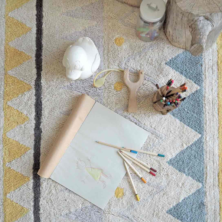 Lorena Canals. Washable Rug Azteca Vintage Blue 140x200