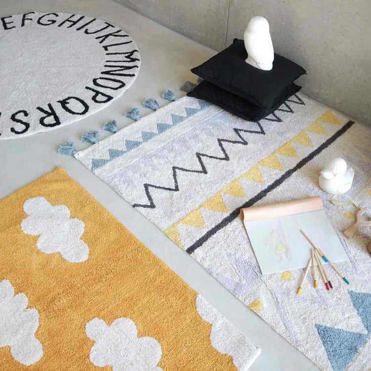 Lorena Canals. Washable Rug Azteca Vintage Blue 140x200
