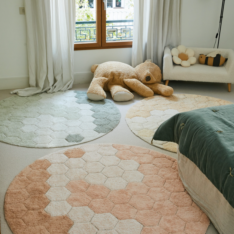 Lorena Canals. Washable rug Round Honeycomb Rose 140 cm