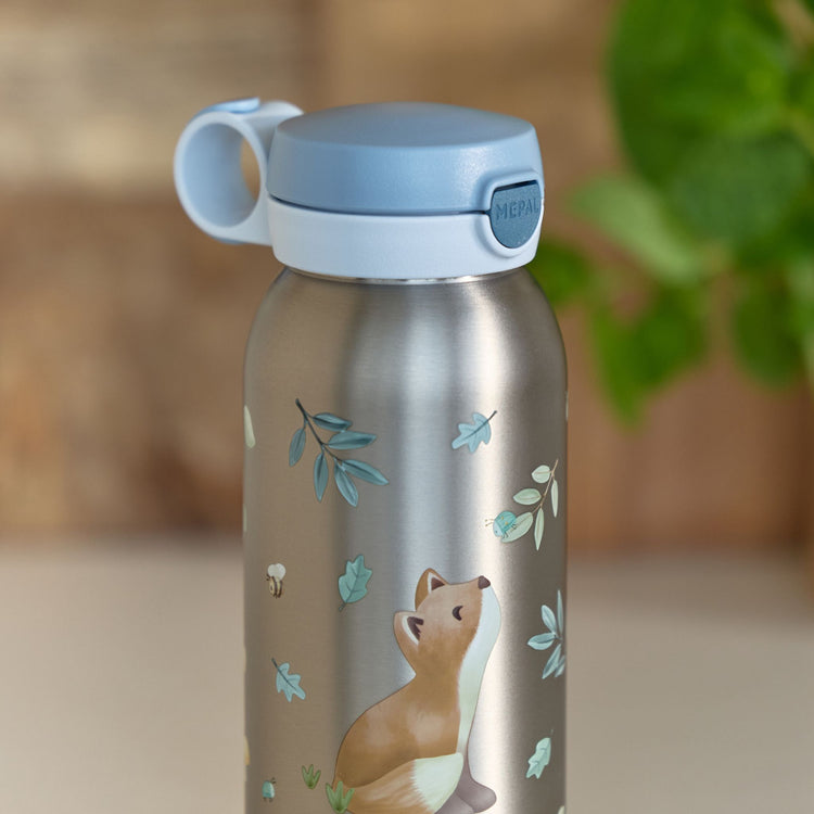 LITTLE DUTCH. Ανοξείδωτο μπουκάλι flip-up campus 600 ml - Forest Friends