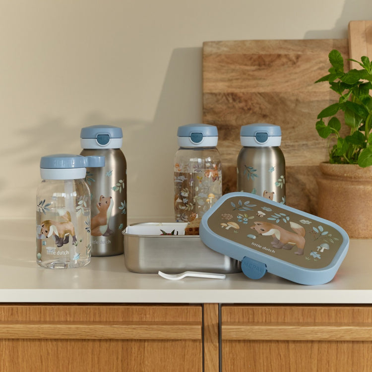 LITTLE DUTCH. Stainless steel bento lunchbox + fork Campus - Forest Friends