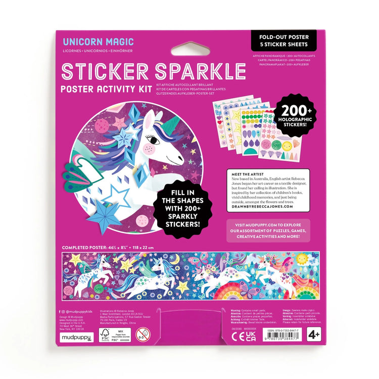 MUDPUPPY. Unicorn Magic Sticker Sparkle Poster Activity Kit