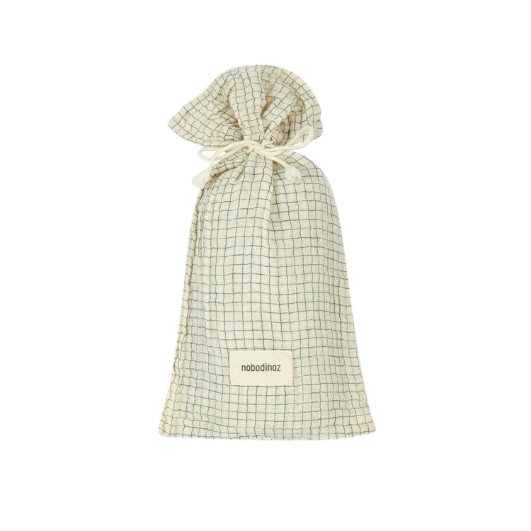 WABI SABI. Birth gift swaddle Blue grid 70x70