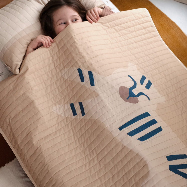 LANDSCAPE. Crib quilt 100x142 Blue Tiger