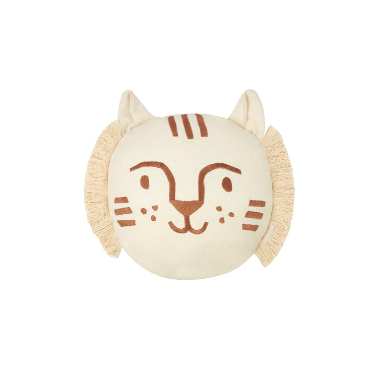 LANDSCAPE. Tiger face embroidery cushon 35x30 Brown/Νatural