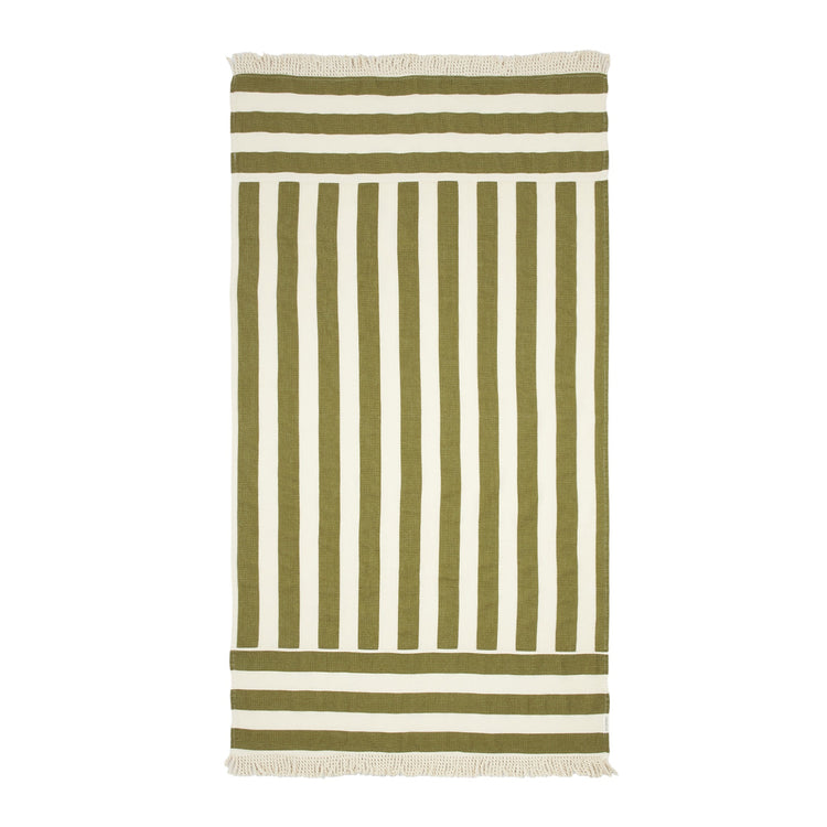 PORTOFINO. Beach towel Portofino Pistachio Stripes Waffle