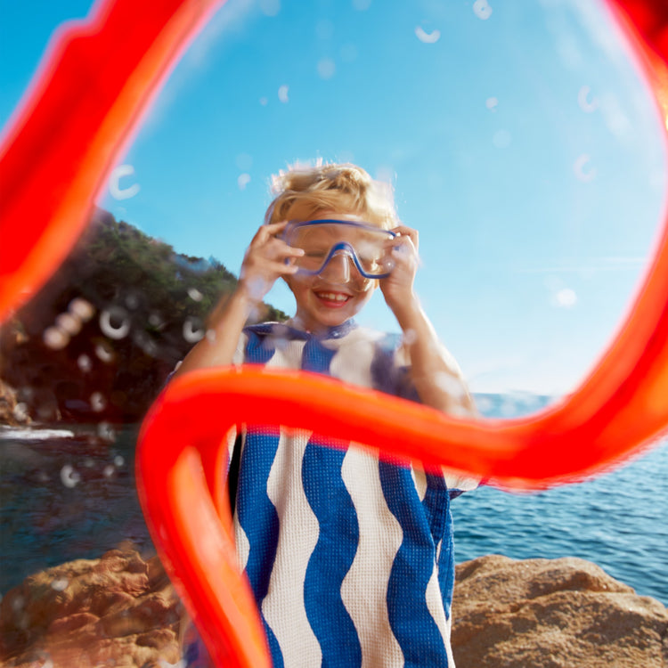 PORTOFINO. Πόντσο παραλίας Blue Waves Waffle 3-6 ετών
