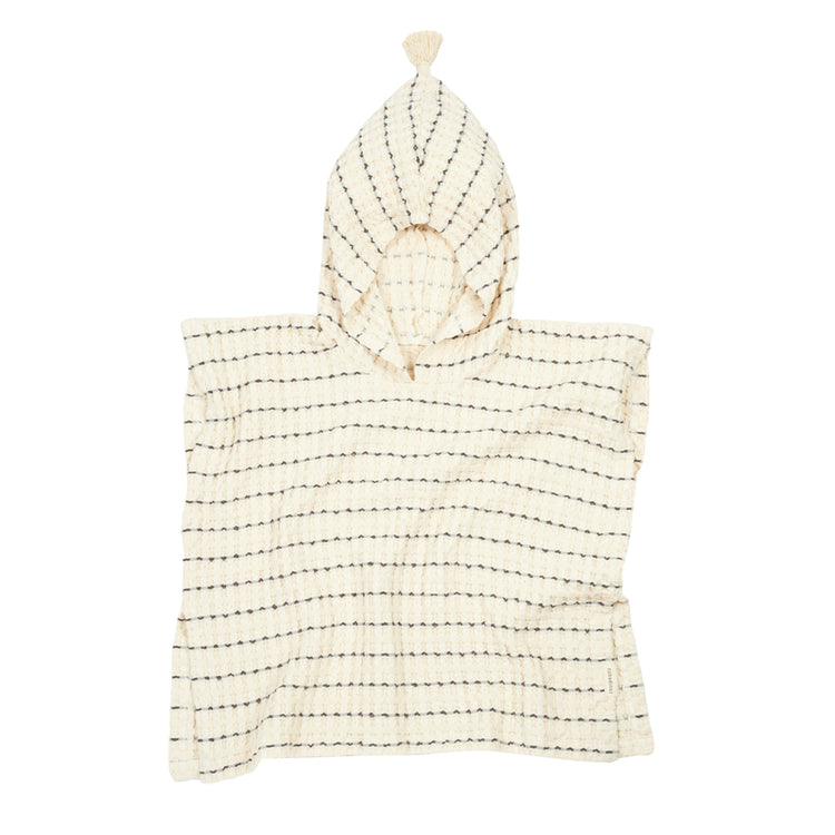 PORTOFINO. Πόντσο παραλίας Black Stripes Large Waffle 1-3 ετών