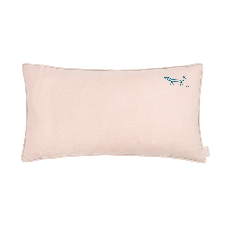 L1N0. Embroidered rectangular cushion Mauve Pink 50x30
