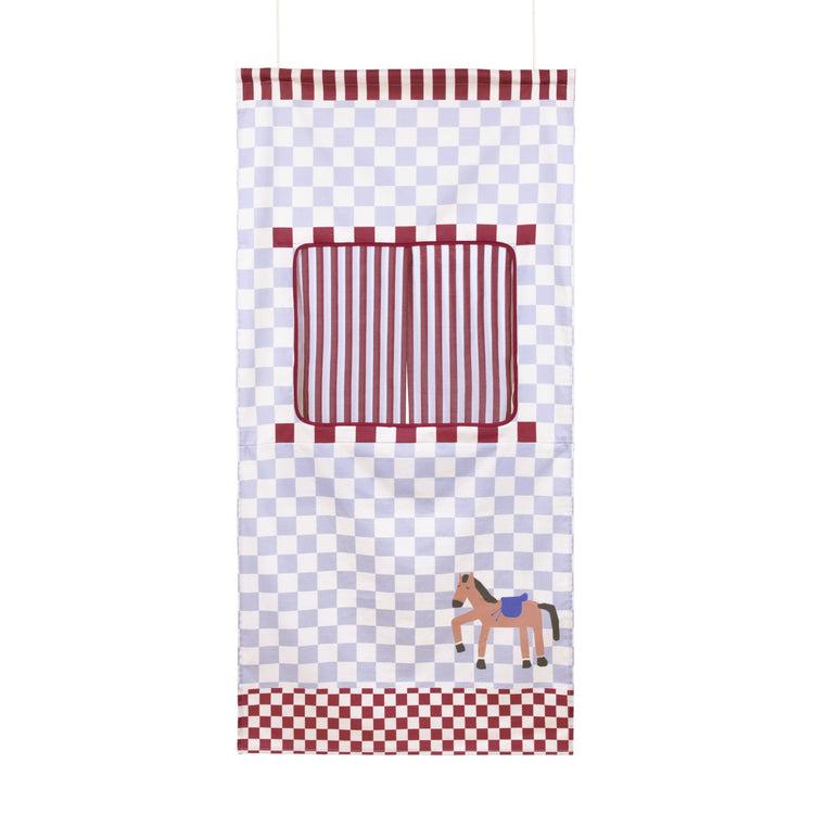 VIBES. Door Theater Blue Checks Horse 74x150