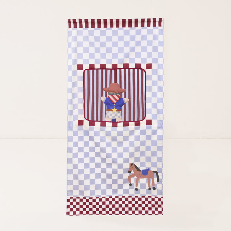 VIBES. Door Theater Blue Checks Horse 74x150