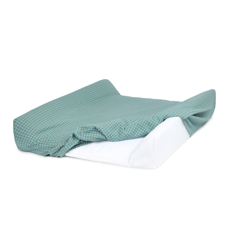 ##STORIES. Changing cover Limited edition - organic cotton jersey Teal Cream Grid 50x70