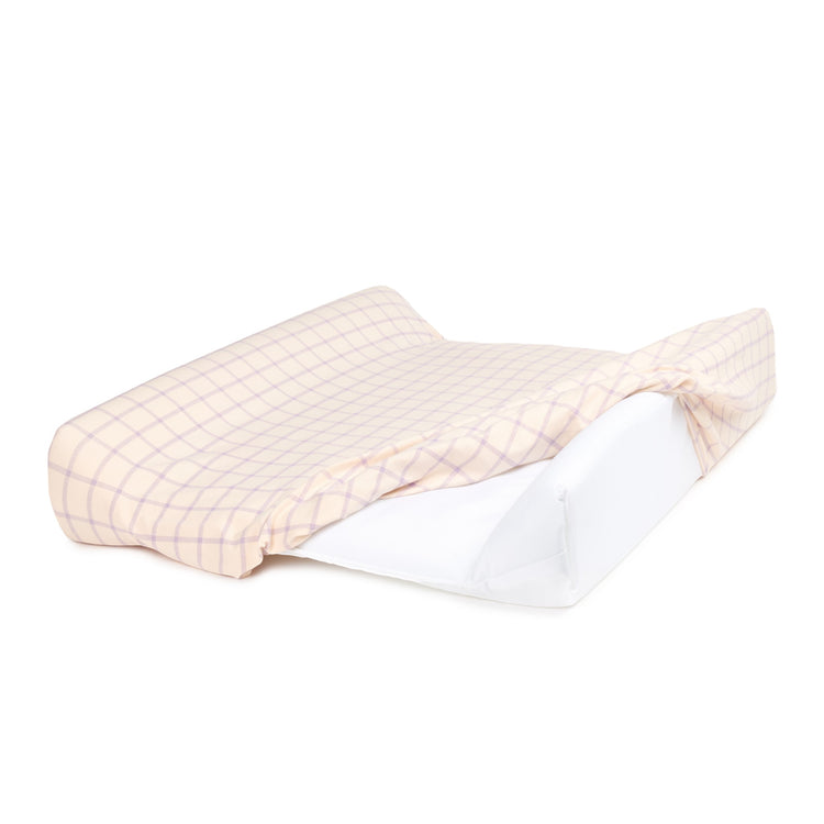 ##STORIES. Changing cover Limited edition - organic cotton jersey Powder Mauve Grid 50x70