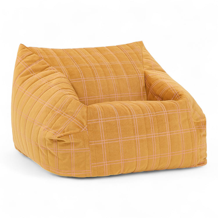 VELVET. Υφασμάτινη πολυθρόνα παιδική Chelsea Ochre pink windowpane