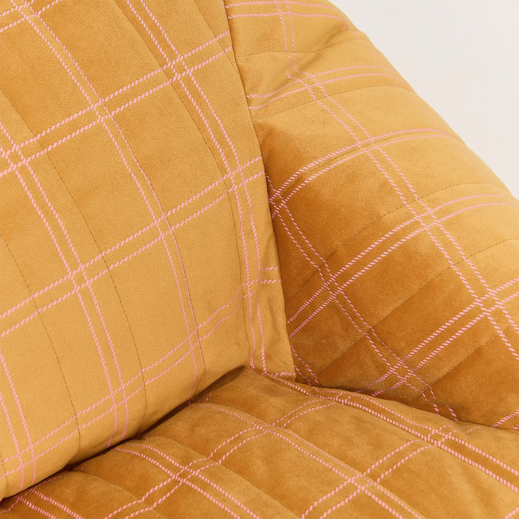 VELVET. Υφασμάτινη πολυθρόνα παιδική Chelsea Ochre pink windowpane