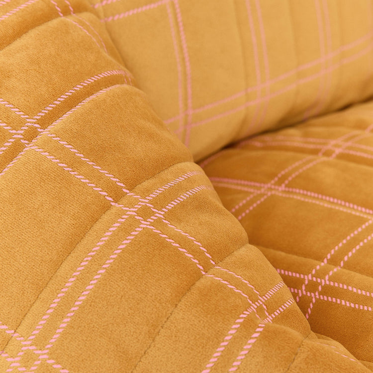 VELVET. Υφασμάτινη πολυθρόνα παιδική Chelsea Ochre pink windowpane