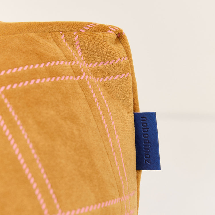 VELVET. Υφασμάτινη πολυθρόνα παιδική Chelsea Ochre pink windowpane