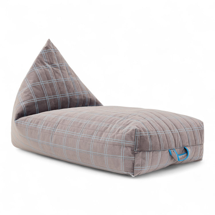 OASIS. Παιδικό πουφ Eco - Velvet Grey blue windowpane