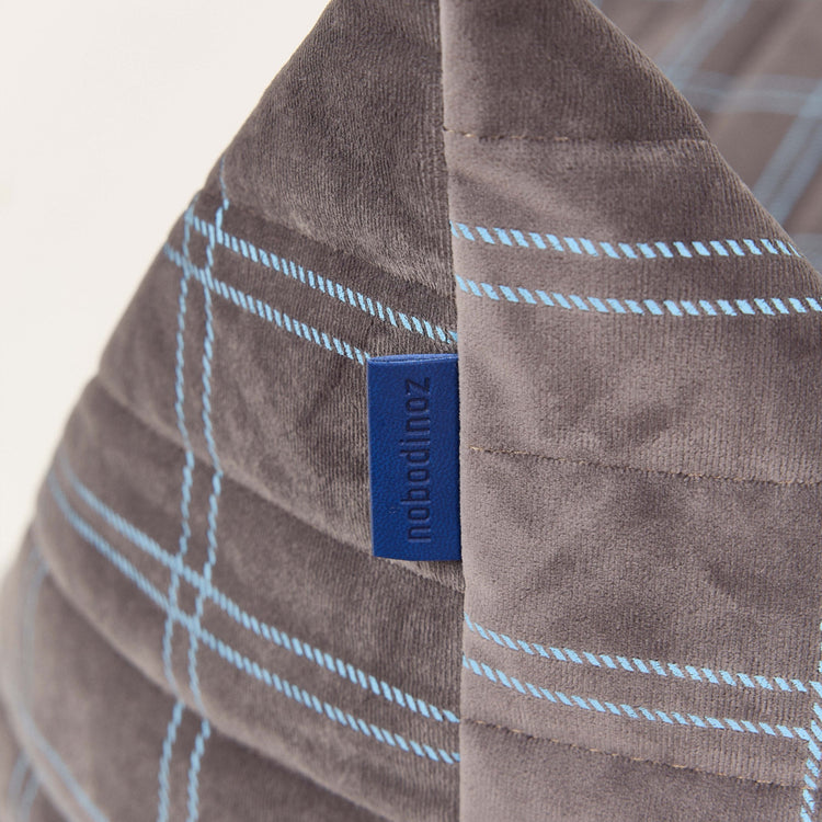 OASIS. Παιδικό πουφ Eco - Velvet Grey blue windowpane