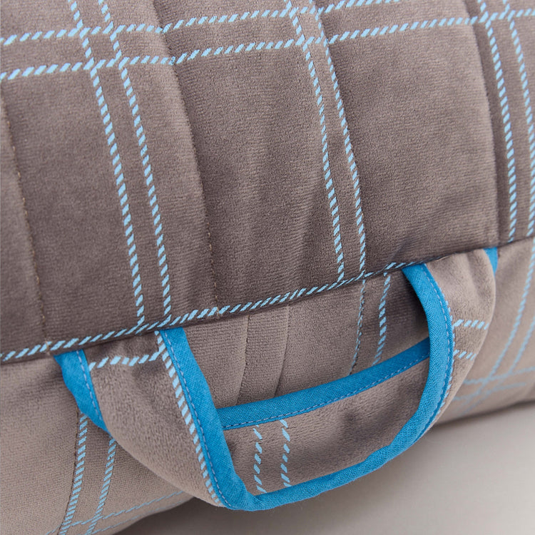 OASIS. Παιδικό πουφ Eco - Velvet Grey blue windowpane