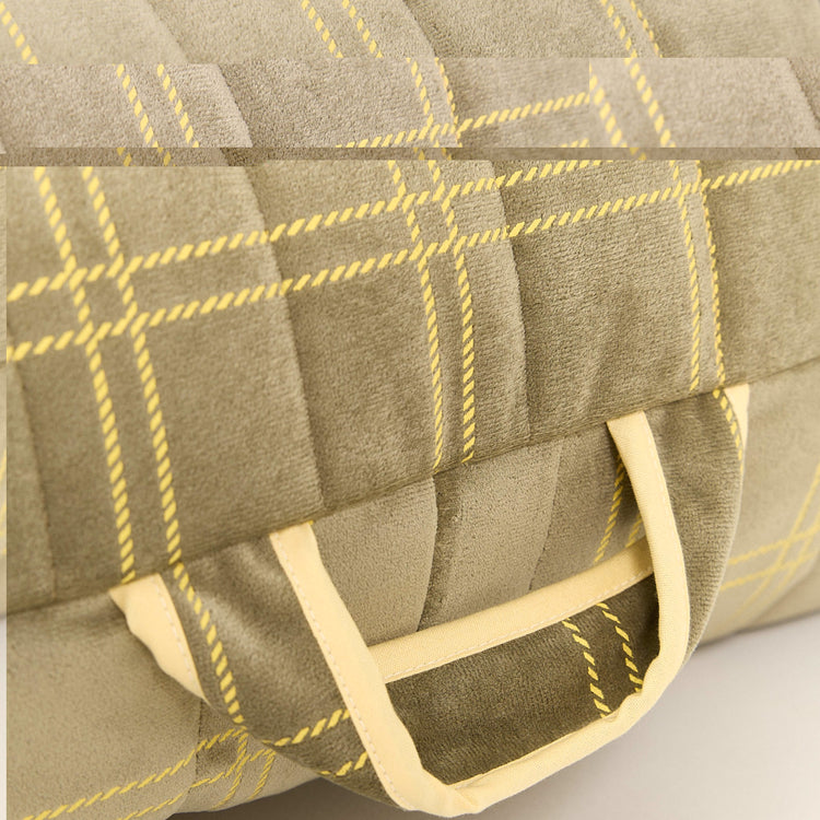 OASIS. Παιδικό πουφ Eco - Velvet Light green lemon windowpane