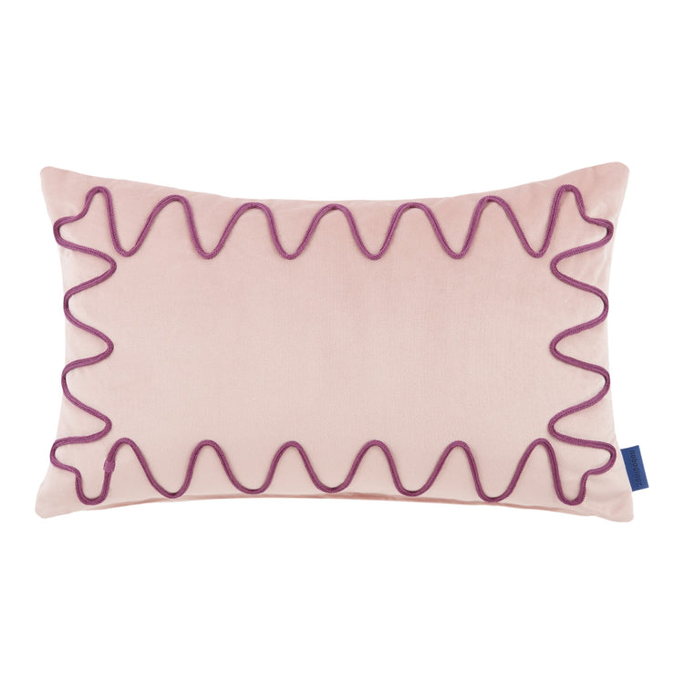 RITA. Μαξιλάρι ορθογώνιο με κέντημα Eco-velvet Pink 48x30