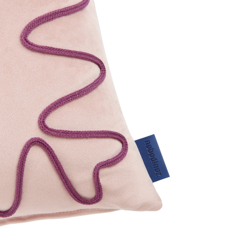 RITA. Μαξιλάρι ορθογώνιο με κέντημα Eco-velvet Pink 48x30